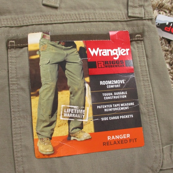 Wrangler Riggs Pants Men's 34x32 Tan Ranger Cargo Ripstop Relaxed Work Wear - Picture 6 of 12
